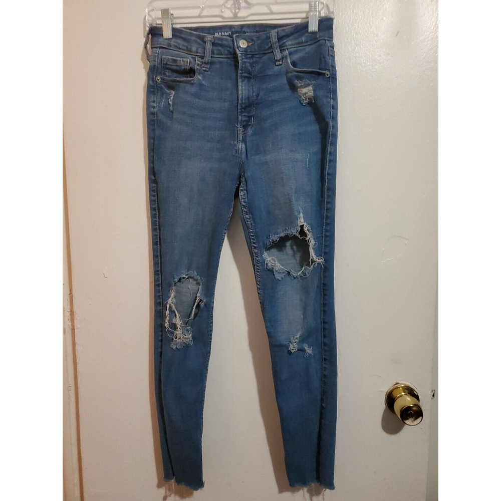 Old Navy Jeans Women’s Size 4 Rockstar Super Skinny Mid Rise Med Wash Distressed